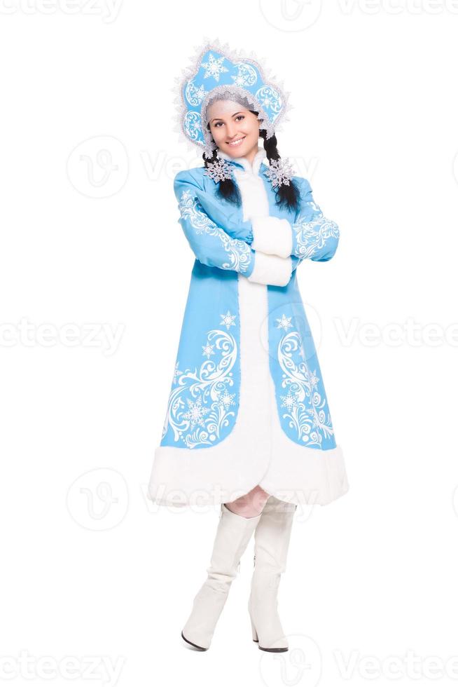 Attractive woman in a suit of snow maiden photo