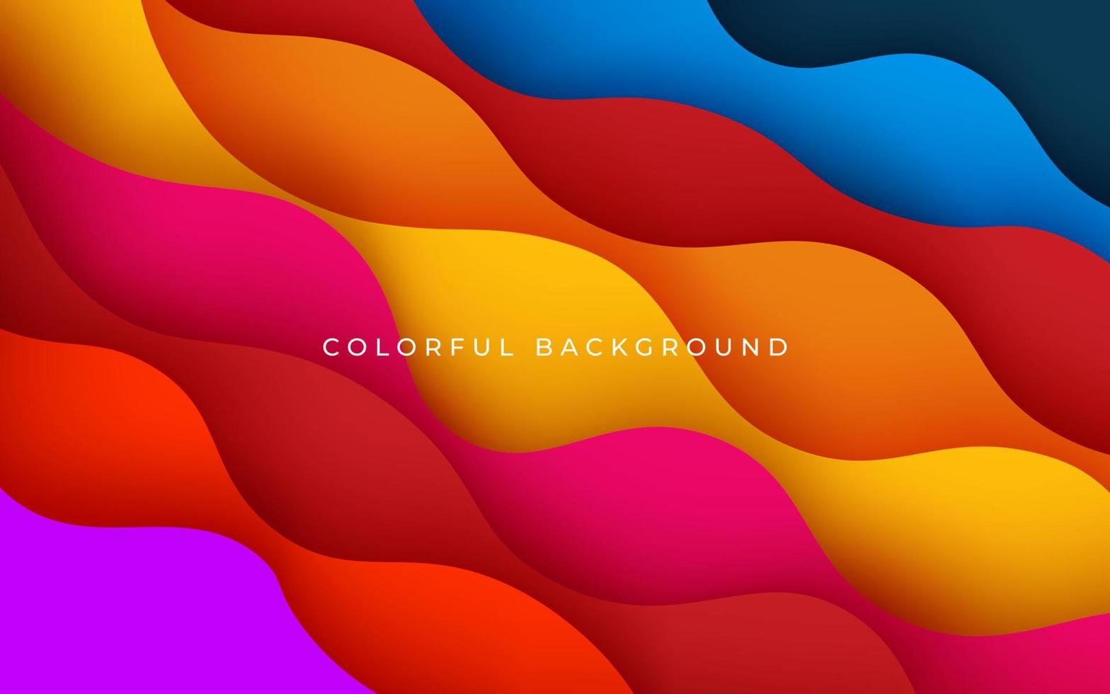 multi colored abstract red orange green purple yellow colorful wavy papercut overlap layers background. eps10 vector