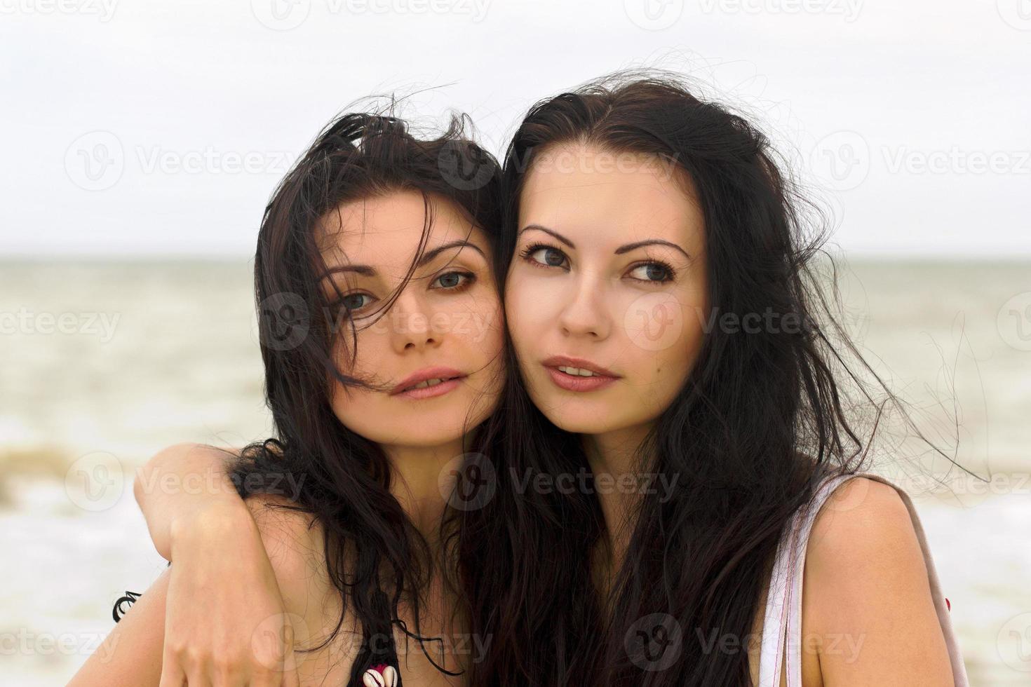 Portrait of a two young women photo