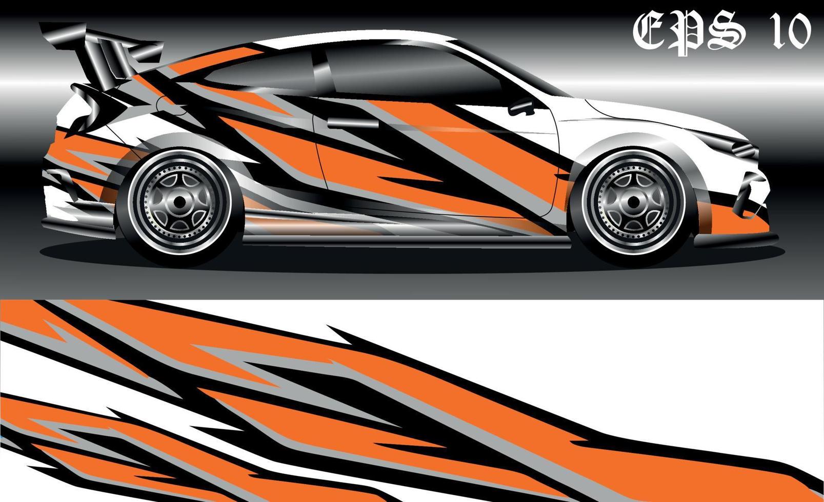 Racing car wrap design vector. Abstract graphic stripe racing background kit design for vehicle wrap, race car, rally, adventure and livery vector