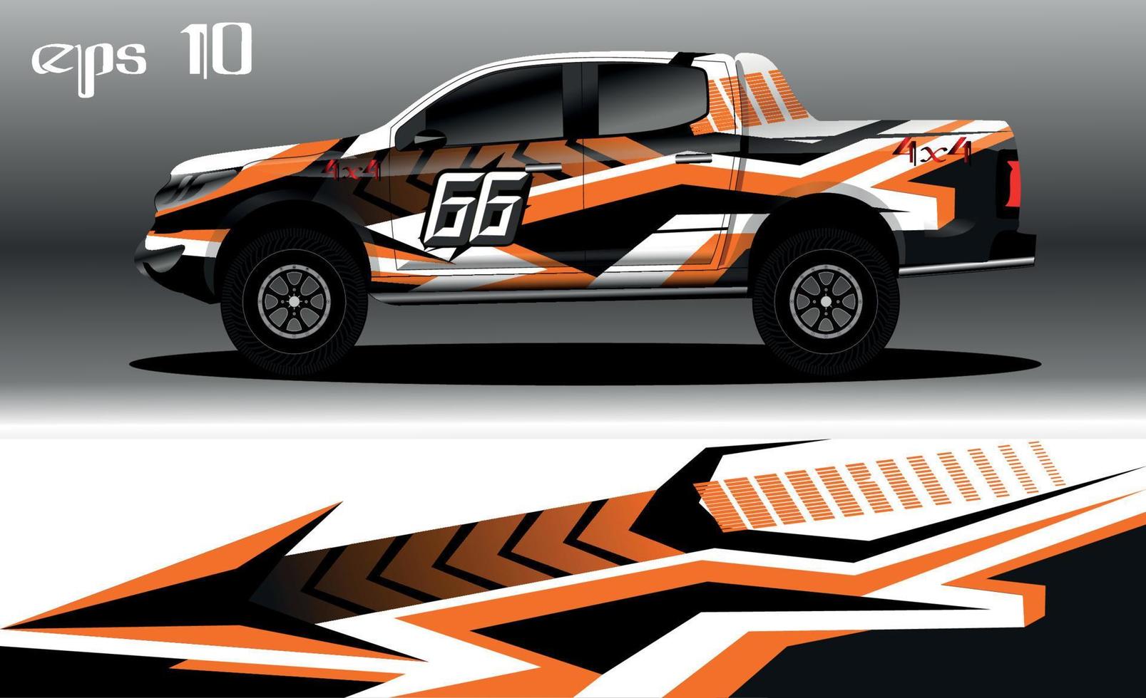 vector de diseño de envoltura de coche de carreras. diseño de kit de fondo de carreras de rayas gráficas abstractas para envoltura de vehículos, autos de carrera, rally, aventura y librea