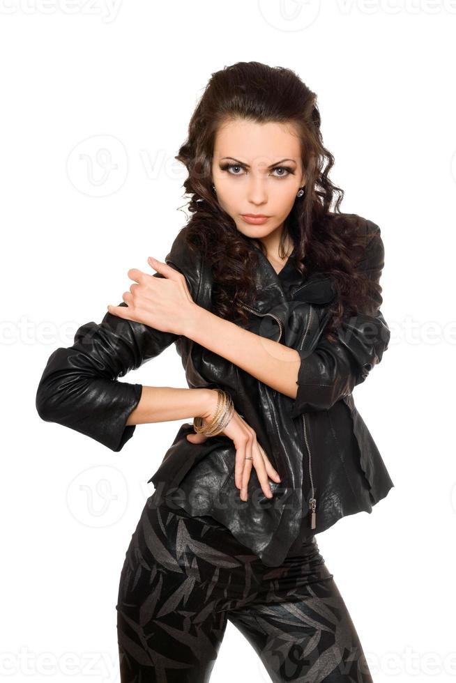 Portrait of sensual beautiful woman in black clothes photo