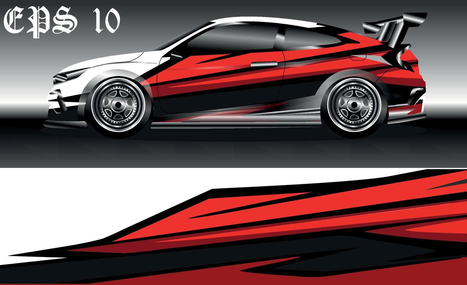 Car wrap design. Livery design for racing car. sedan, hatchback. vector format.