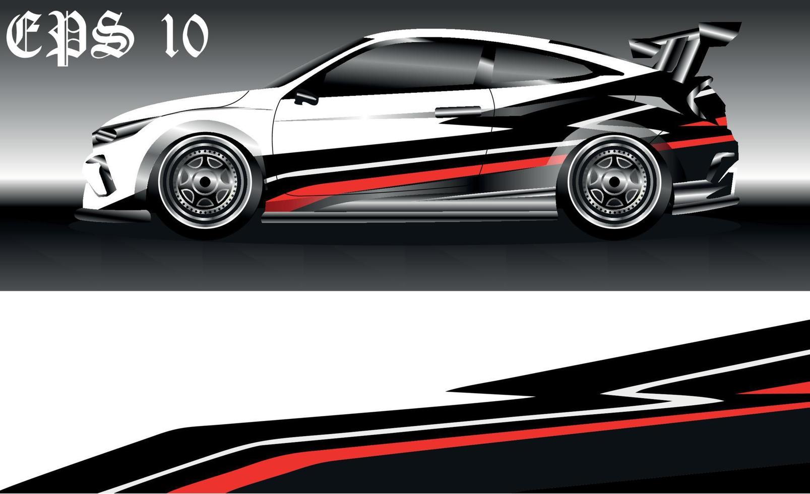 Car wrap design. Livery design for racing car. sedan, hatchback. vector format.