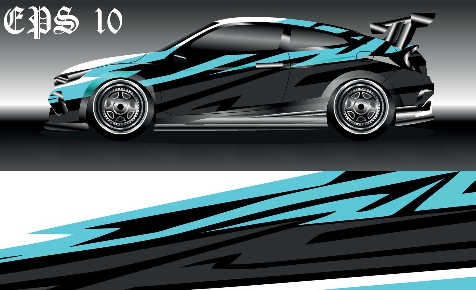 Car wrap design. Livery design for racing car. sedan, hatchback. vector format.