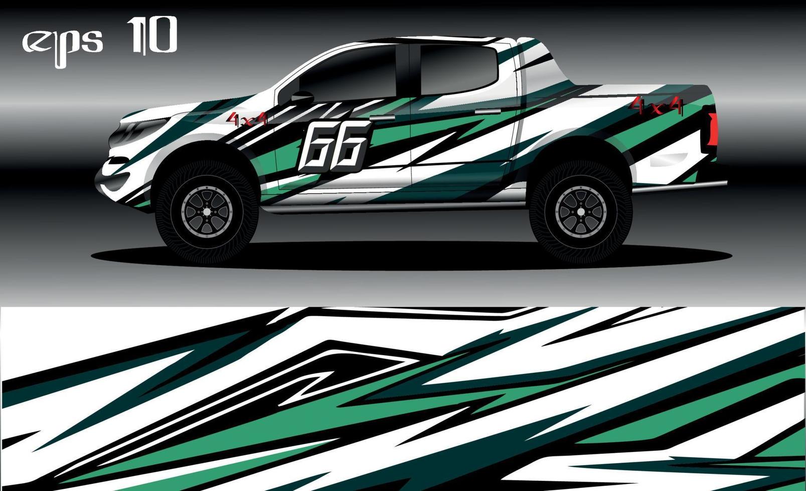 vector de diseño de envoltura de coche de carreras. diseño de kit de fondo de carreras de rayas gráficas abstractas para envoltura de vehículos, autos de carrera, rally, aventura y librea