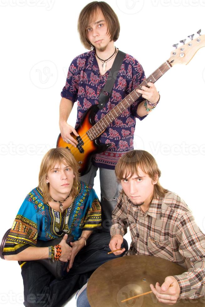 Musical band, the guitarist and two drummers 18946101 Stock Photo at