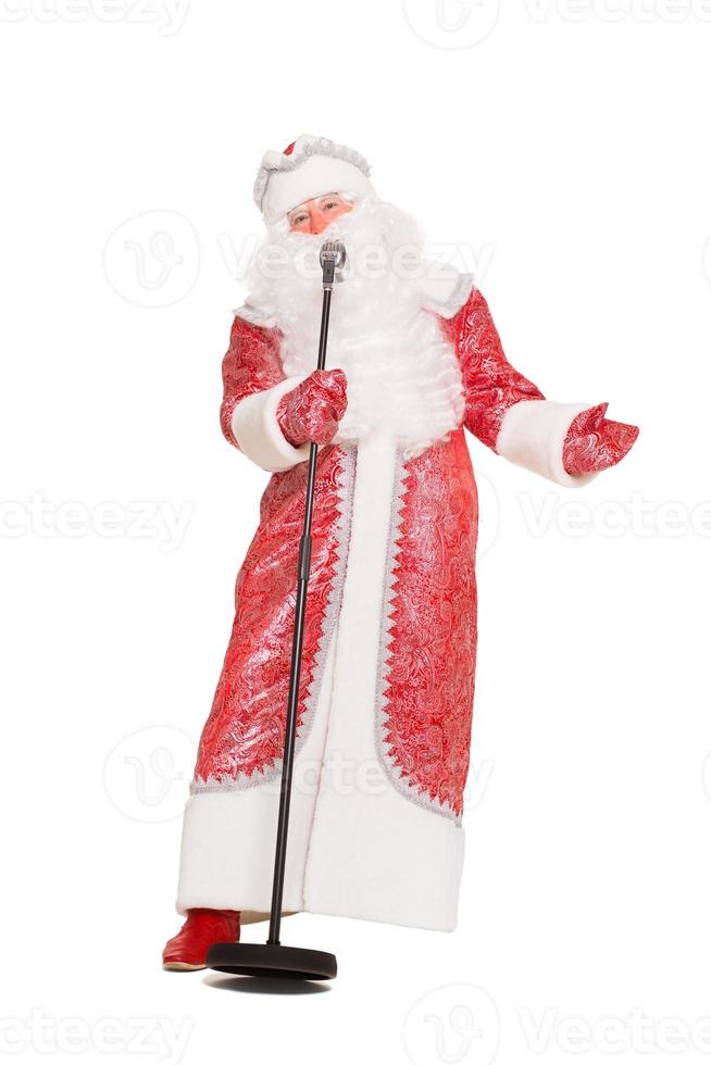 Santa Claus with a microphone photo