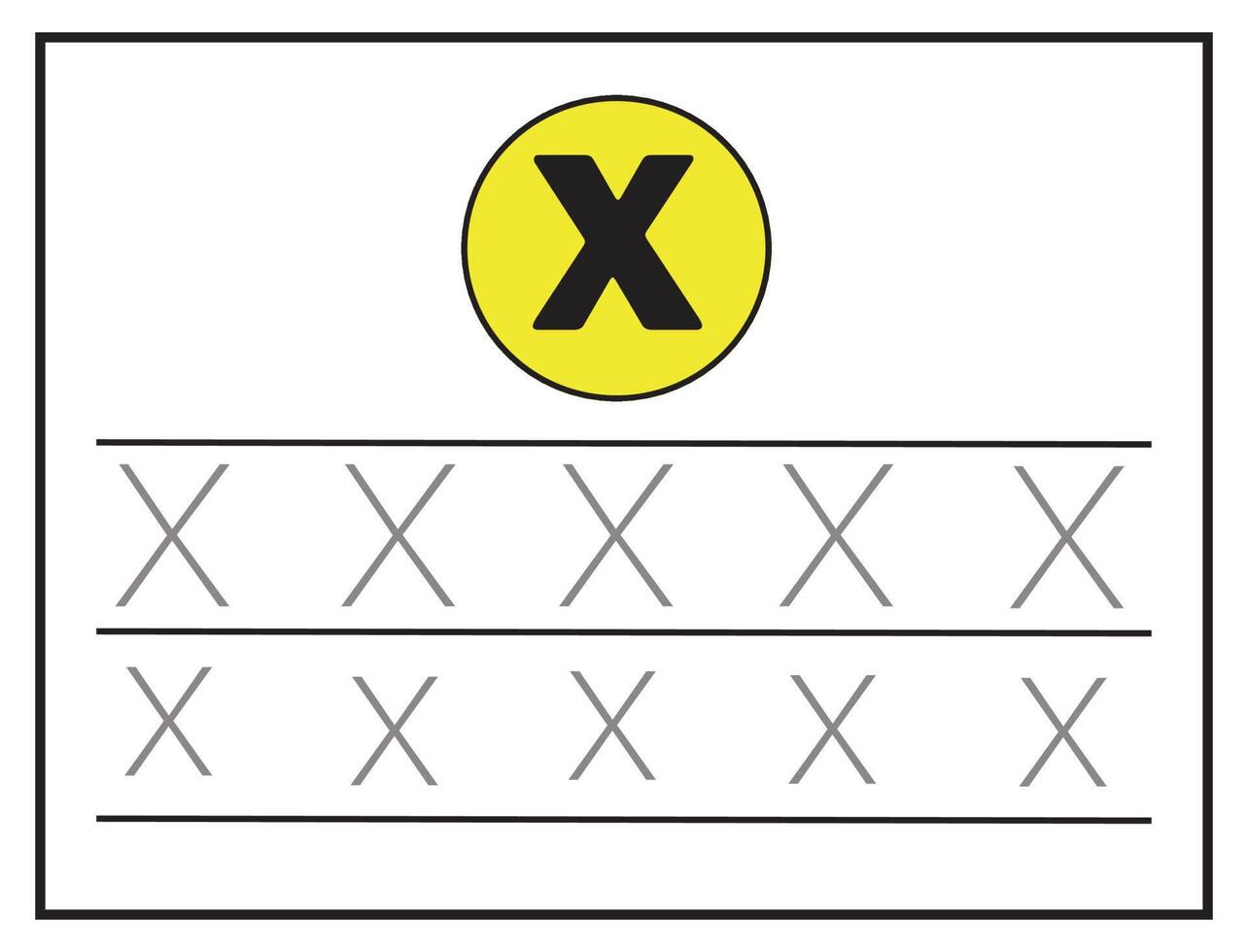 Trace letters X uppercase and lowercase. Alphabet tracing practice