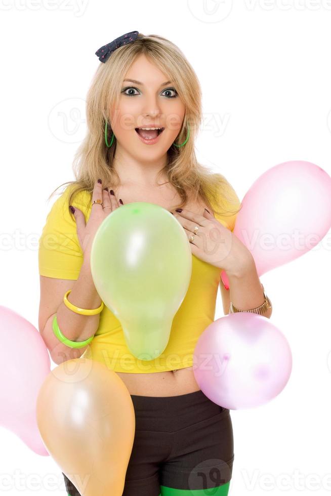 Pretty sexy blond girl with balloons photo