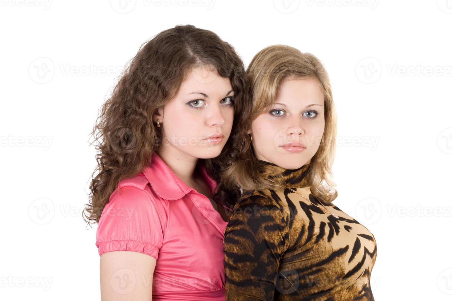 Two sexy beauty young women. Isolated 2 photo