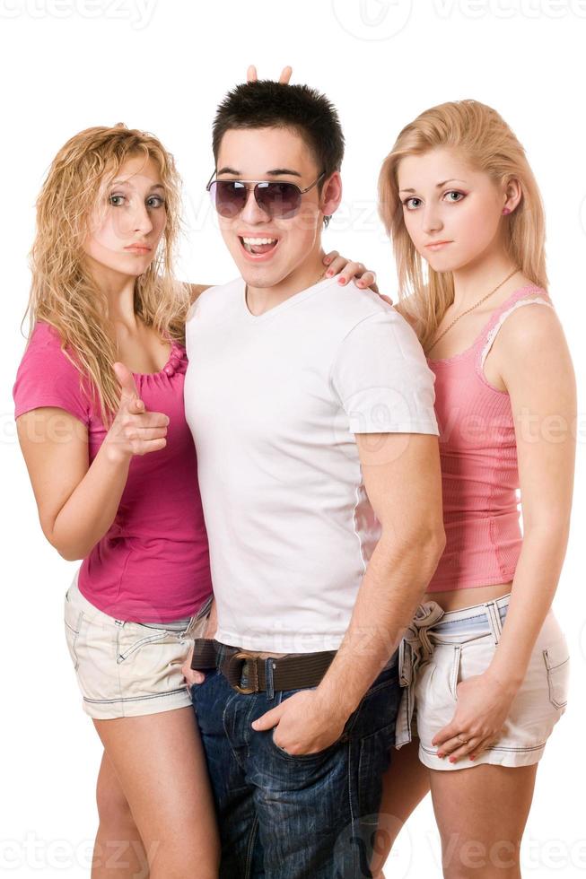 two lovely women and handsome young man photo