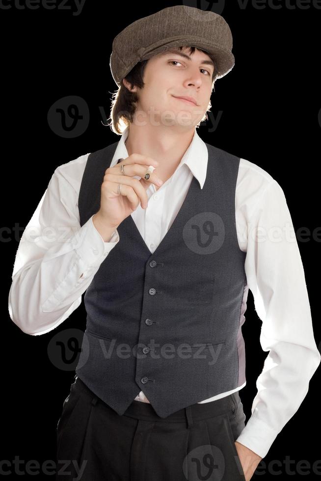 Young man in vintage clothes photo