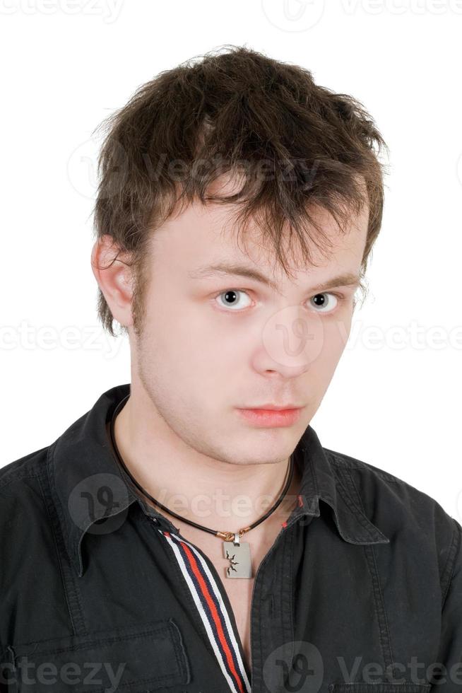 Portrait of the offended young man. Isolated photo