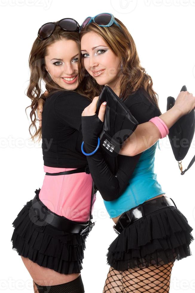 Portrait of two happy attractive young women photo