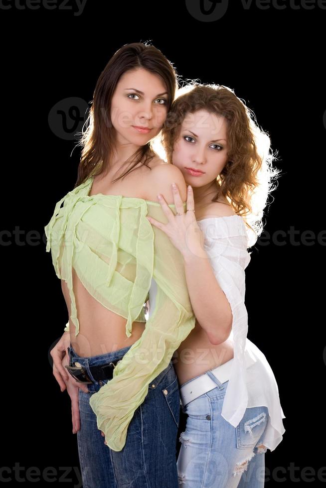 retrato de las dos novias bonitas y sexys foto