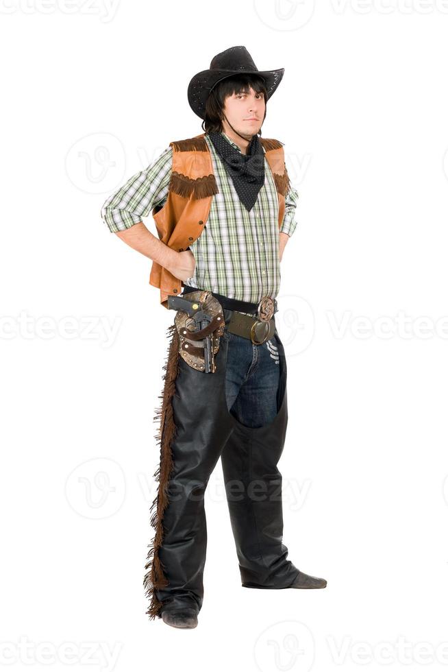 Young man dressed as cowboy. Isolated photo