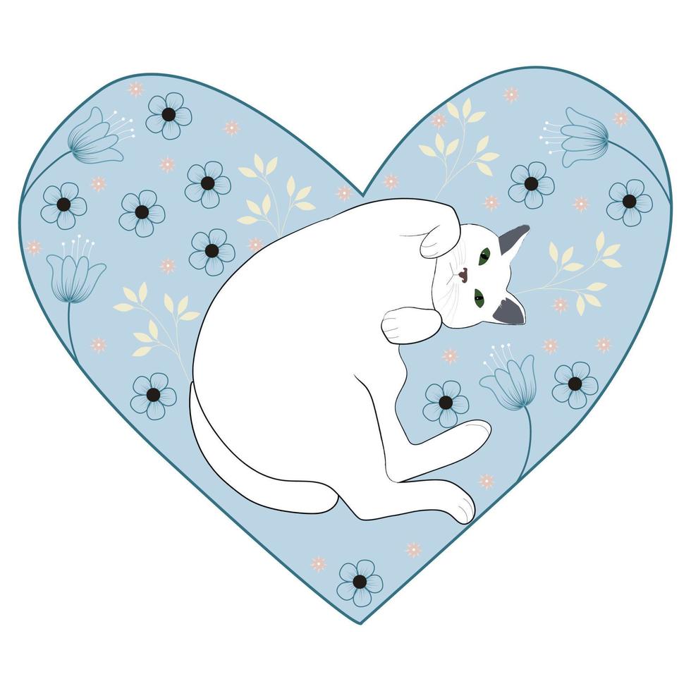 Cute cat valentine vector