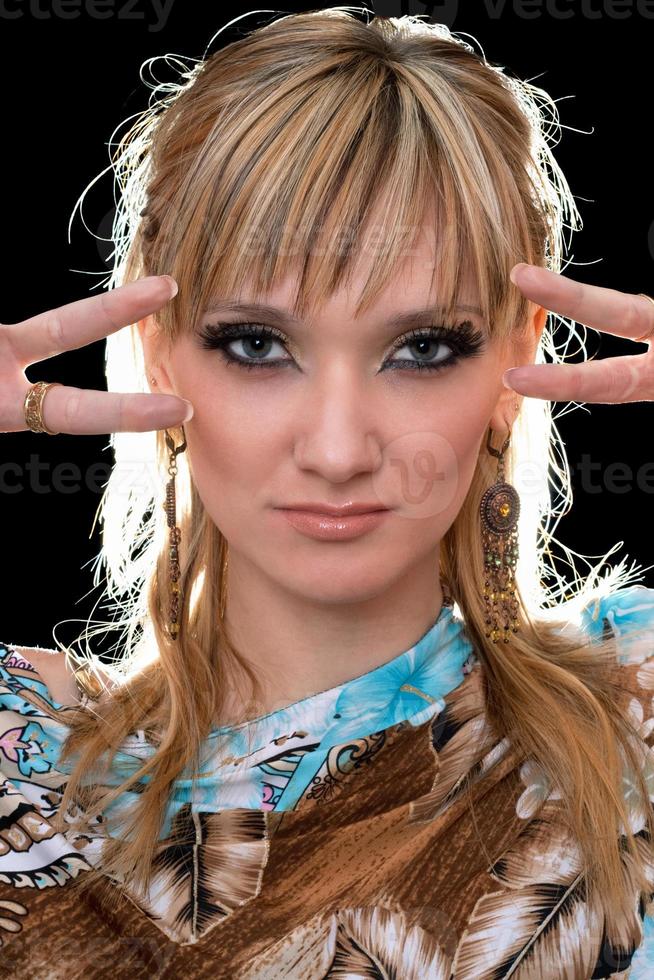 Closeup portrait of pretty young woman photo