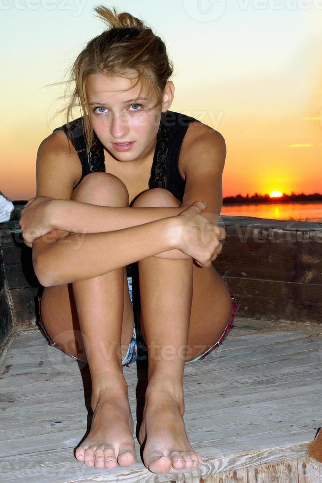 Upset teen girl photo