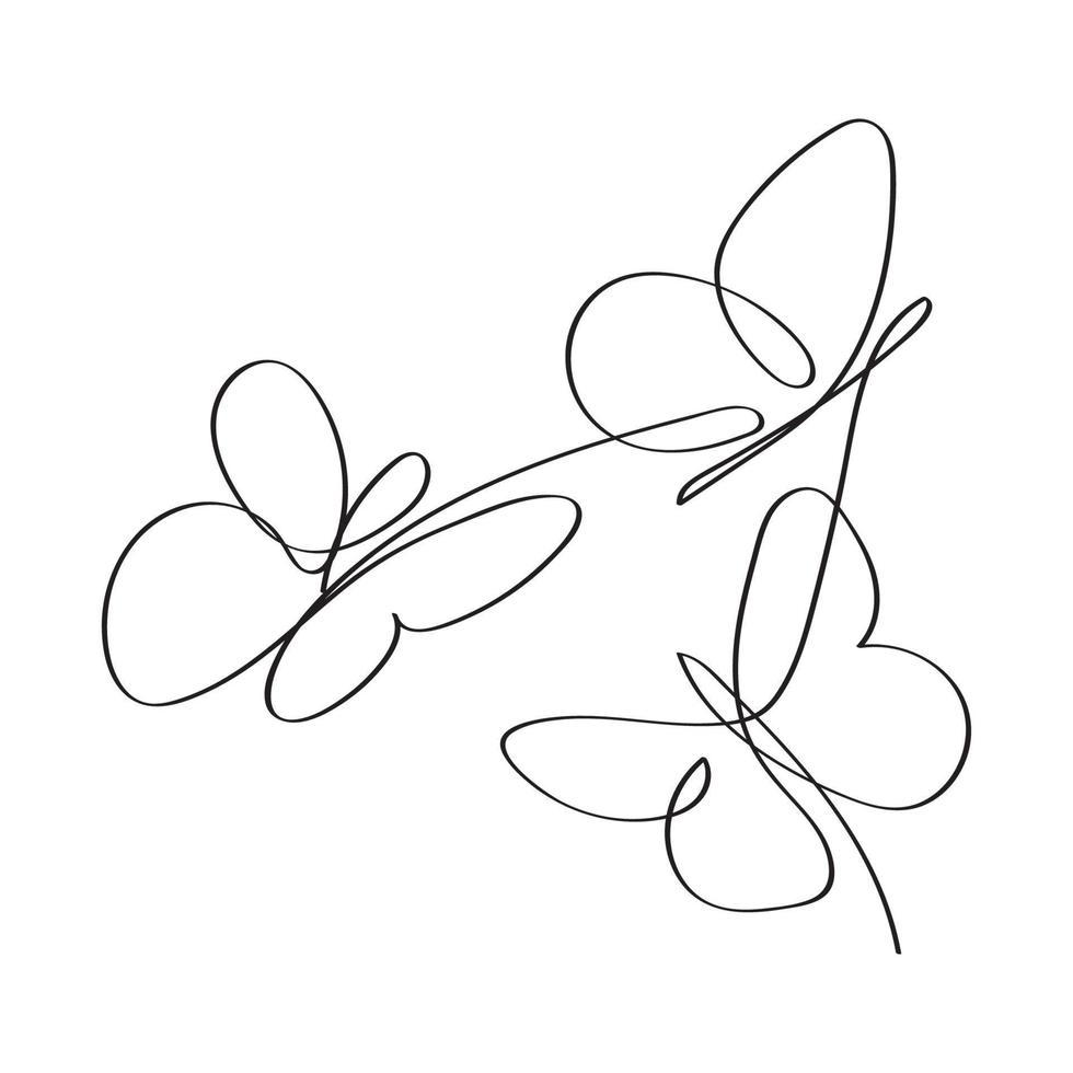Hand-drawn continues line butterflies artwork vector