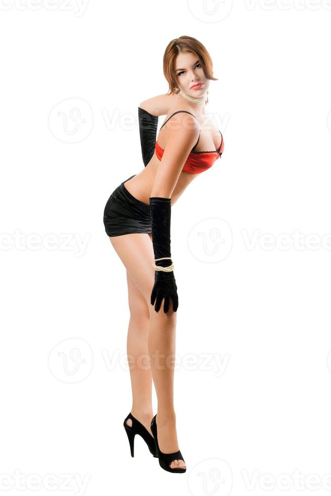 mujer sexy en sujetador rojo foto