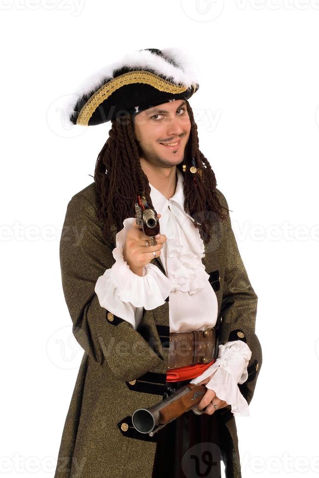 man in a pirate costume with pistols photo