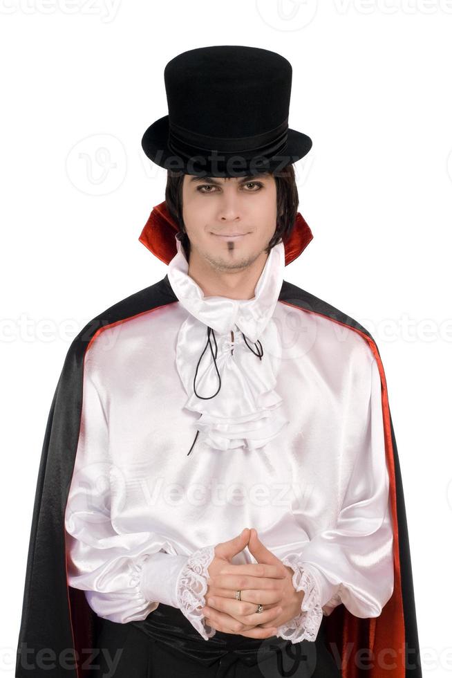 young man in a suit of Count Dracula photo