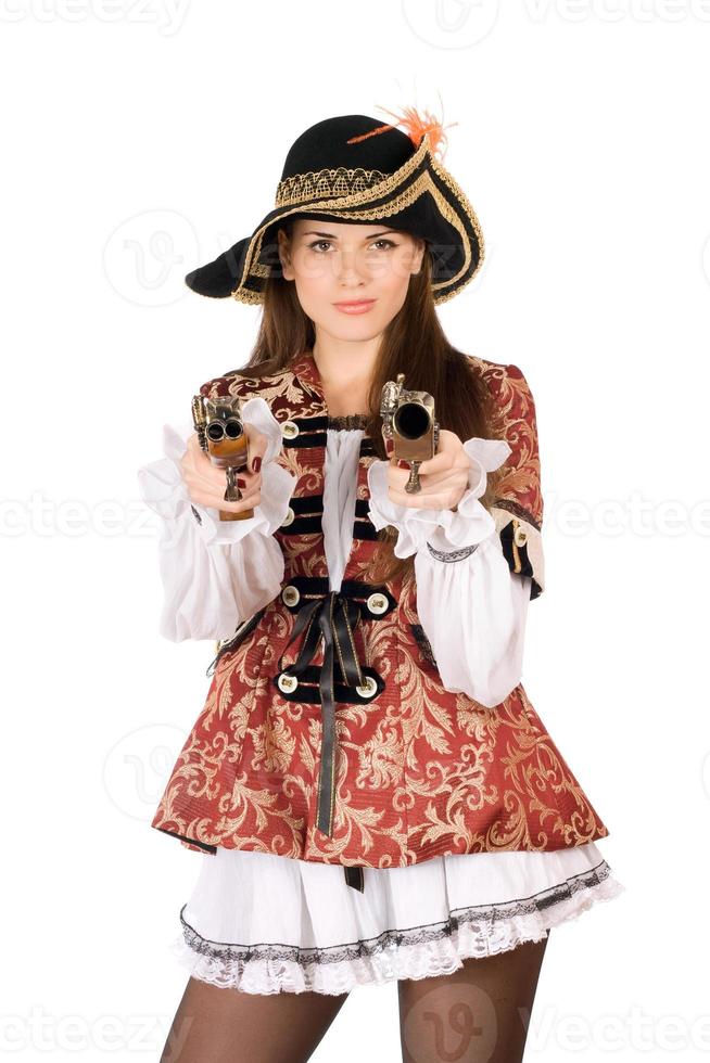 beautiful woman with guns dressed as pirates photo