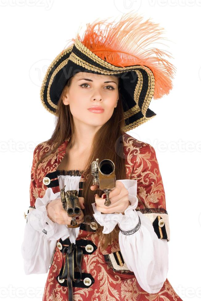 Charming young woman with guns photo