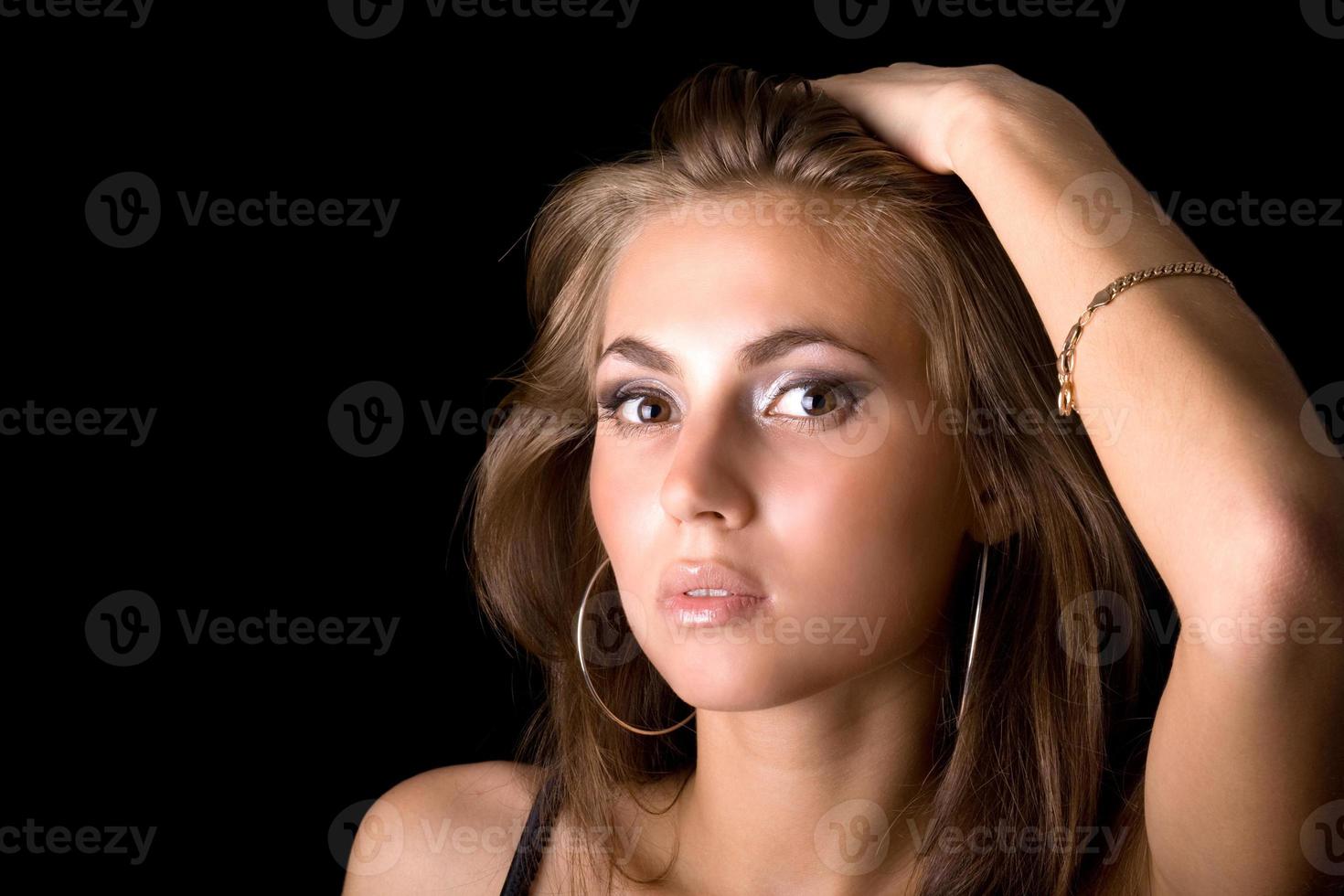 portrait of the young beauty woman. Isolated on black 2 photo