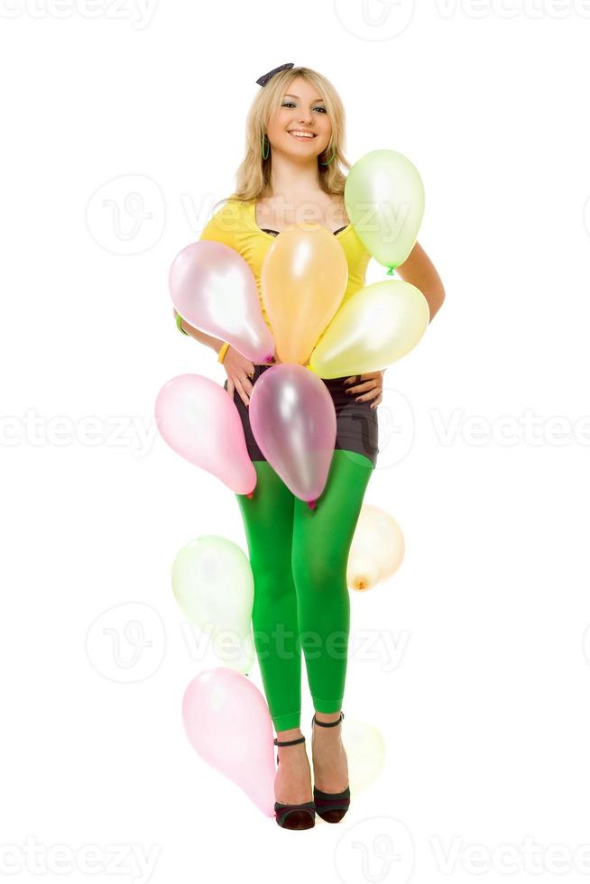 hermosa chica rubia sexy con globos foto