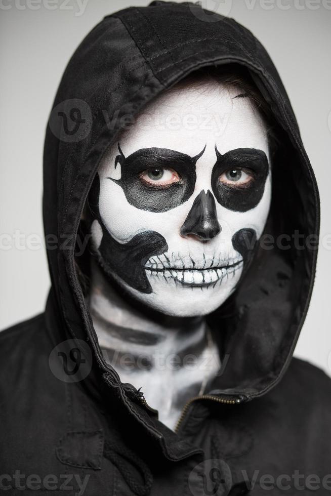 Woman painted like a skeleton photo