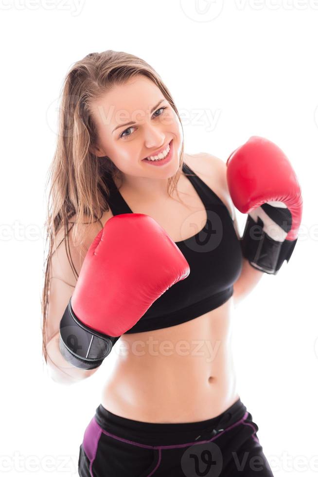 Portrait of cheerful boxer photo