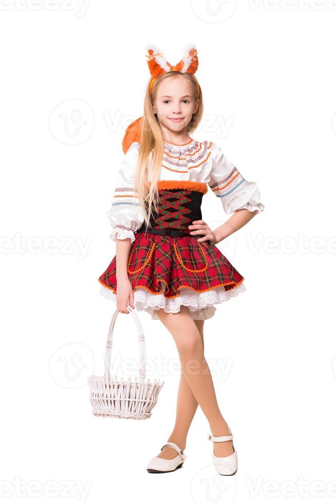 Cute girl in squirrel dress photo