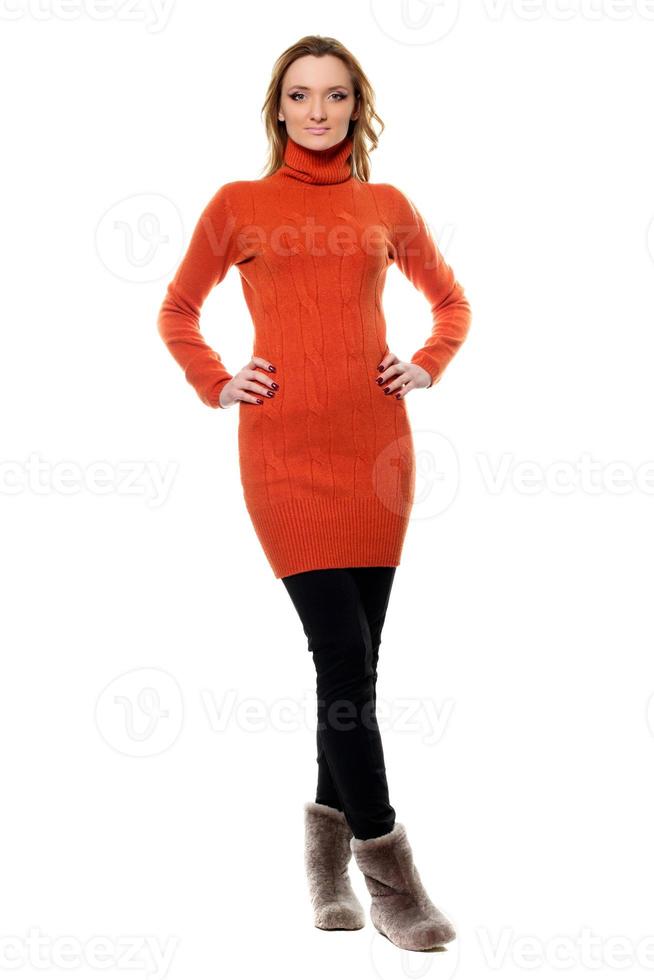 woman in orange sweater photo