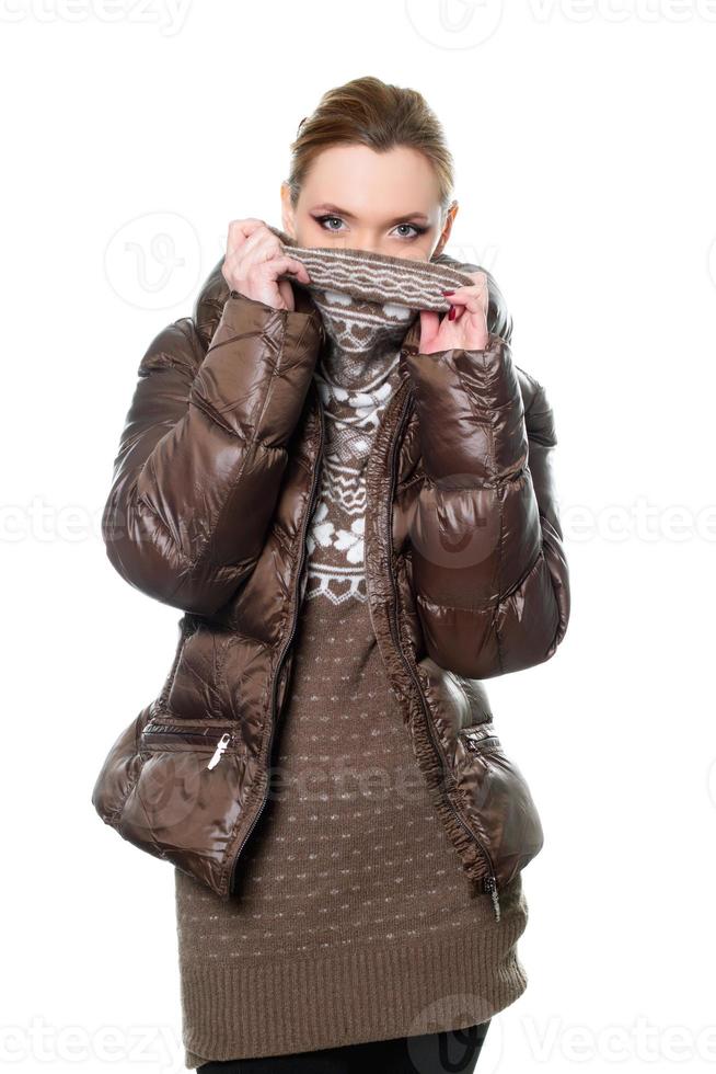 woman in sweater and jacket photo