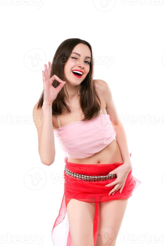 Happy smiling brunette photo