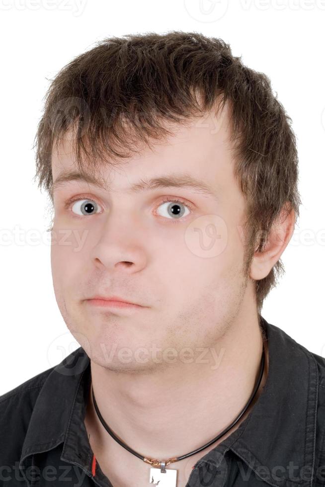 Portrait of the surprised young man. Isolated photo