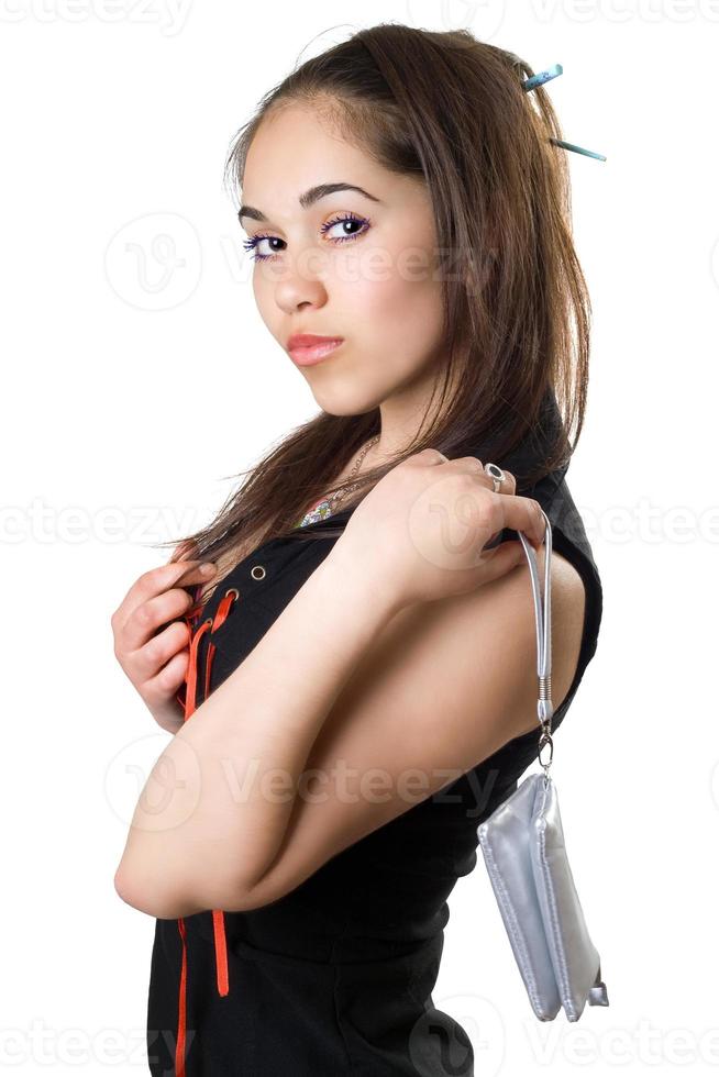 Woman holding a purse photo