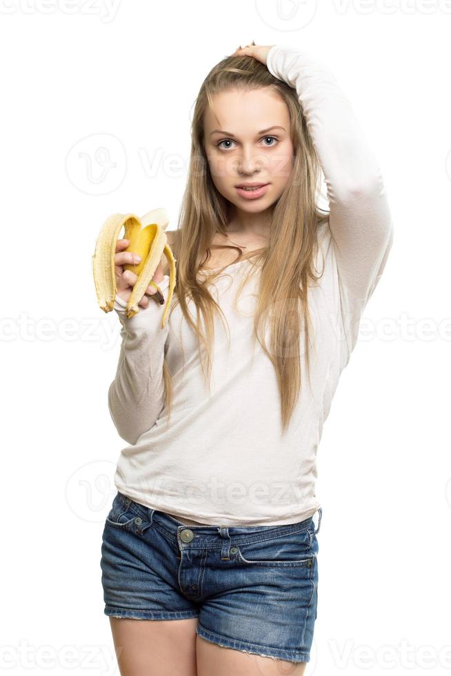 Woman touching her hair photo