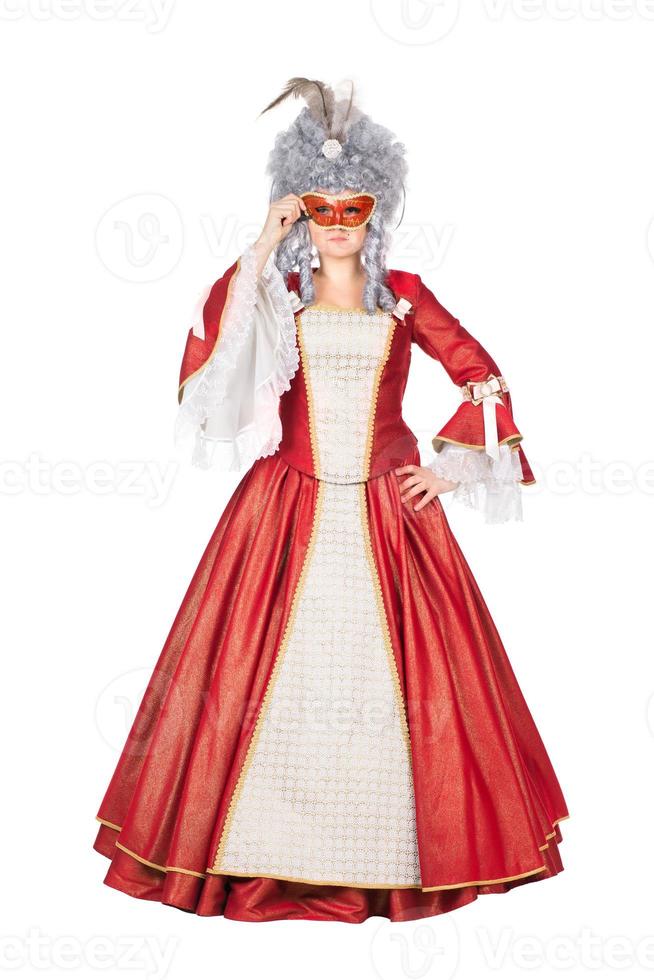 Woman wearing red dress photo