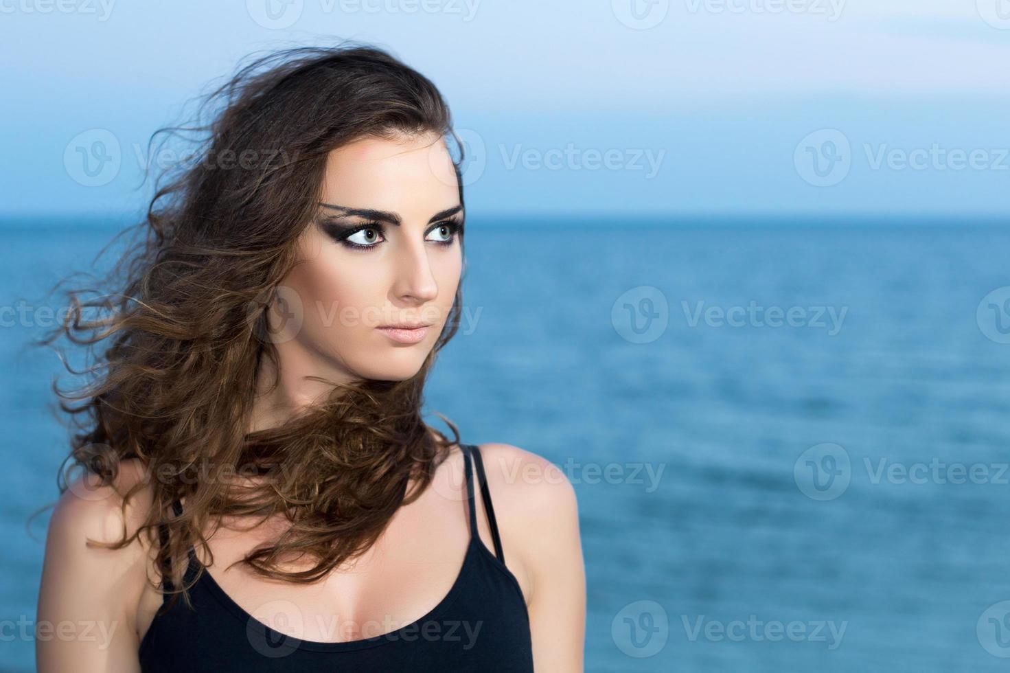 Pretty curly woman photo