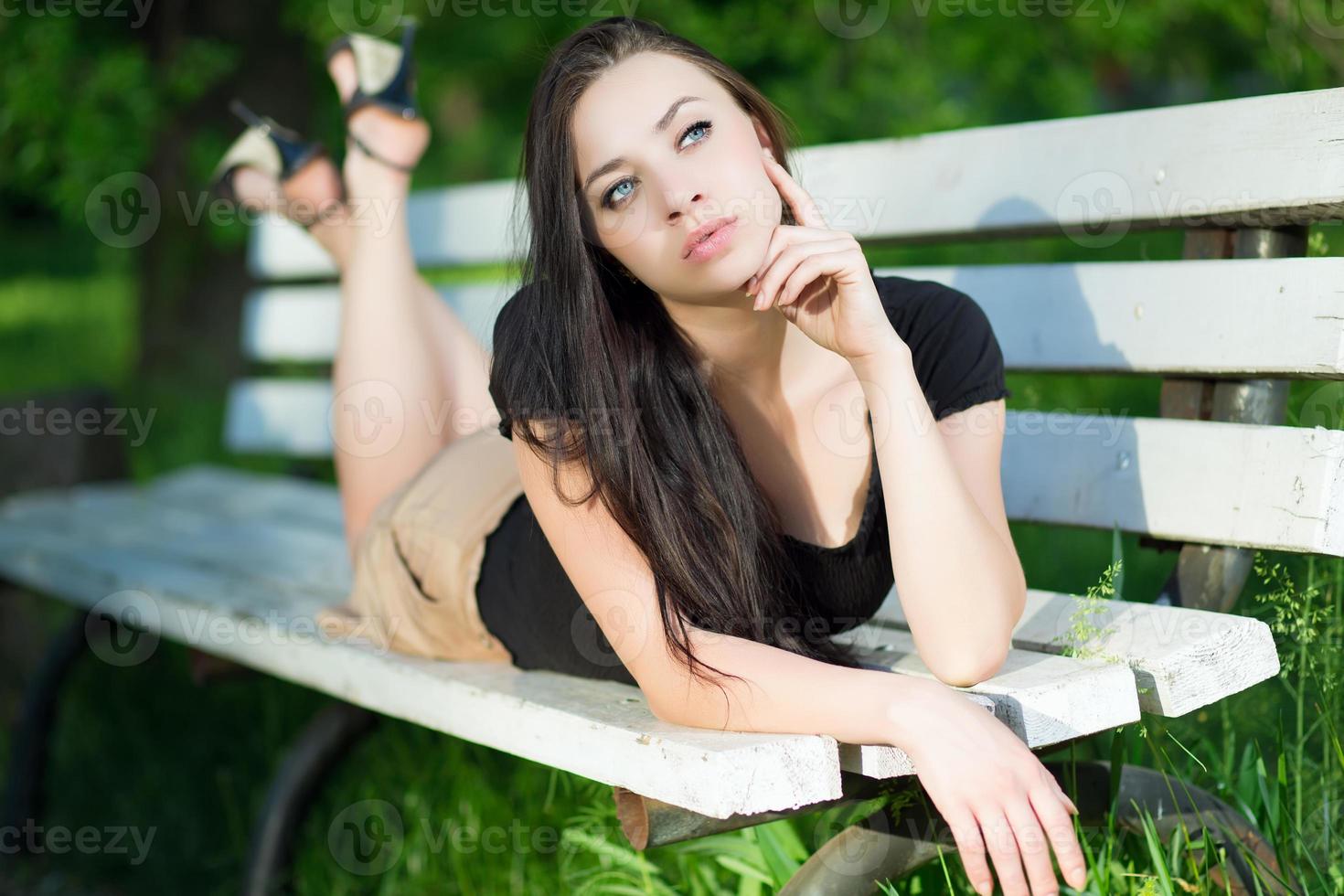 Pretty thoughtful brunette photo