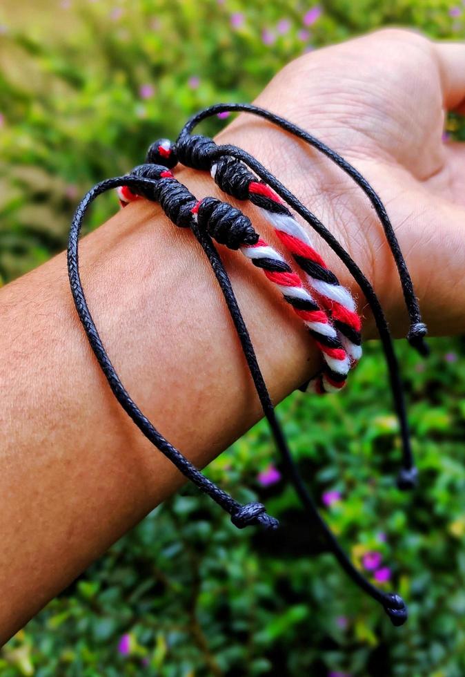 A portrait of a Balinese patterned bracelet, perfect for a souvenir photo