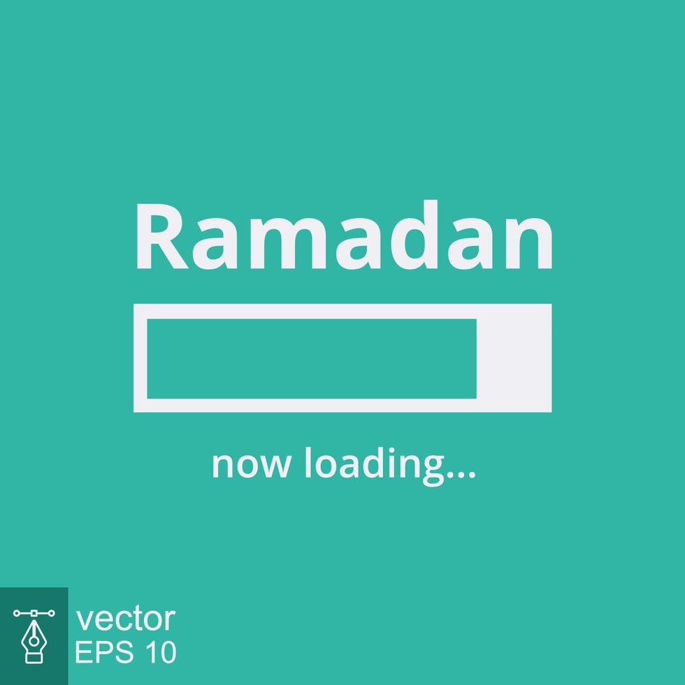Ramadan loading banner. Simple flat design, holiday concept. Now loading bar sign. Prepare for Ramadan Kareem. Vector illustration, cover template and background for islam celebration. EPS 10.