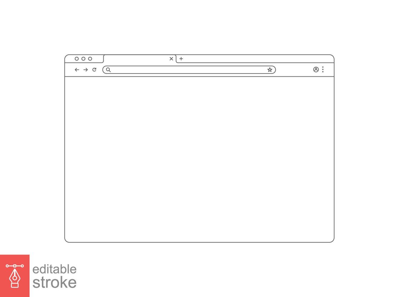 Browser mockup outline for website. Empty browser window in line style. Vector illustration isolated on white background. Webpage user interface desktop internet page concept. Editable stroke EPS 10.