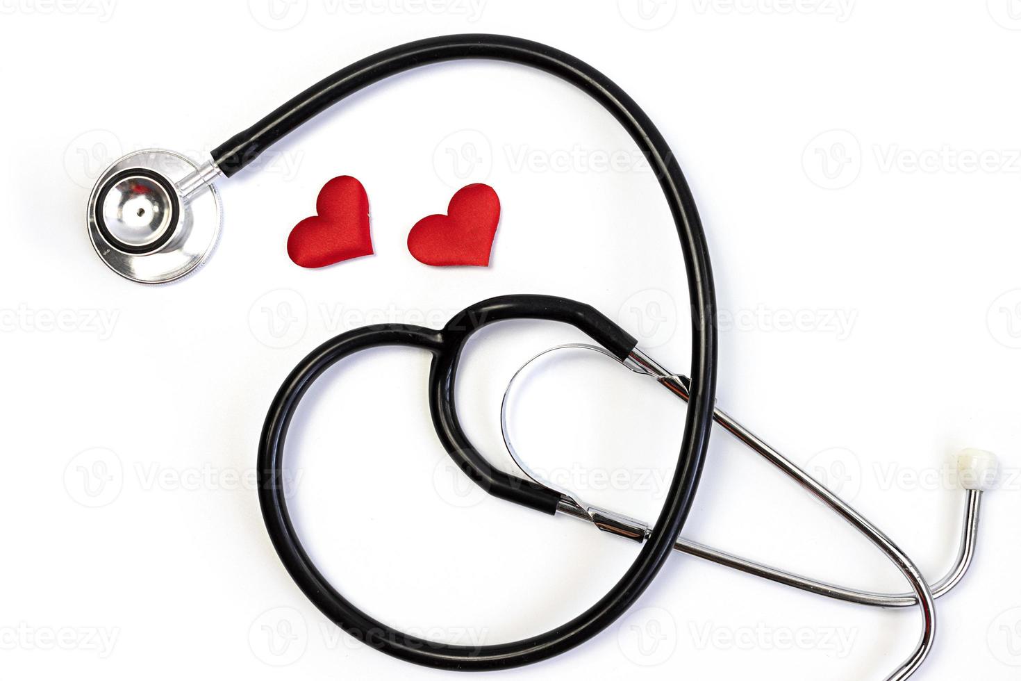 Medicine equipment stethoscope or phonendoscope and red heart isolated