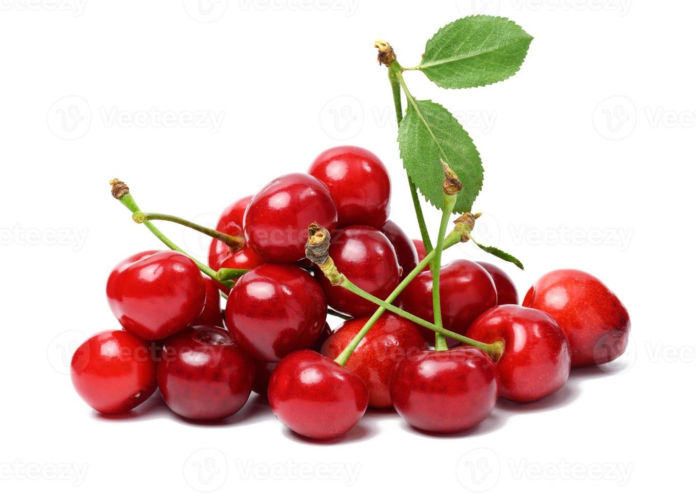 Ripe red cherry on a white isolated background. summer berry photo