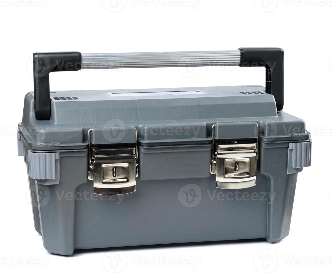 Large gray plastic box with handle for tools, bolts and nuts photo